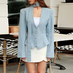 Rynelle - Structured Blazer with Scarf Detail