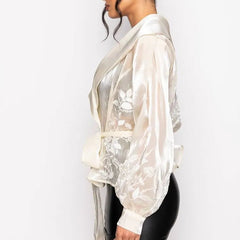 Rumina - Sheer Organza Tie-Waist Top