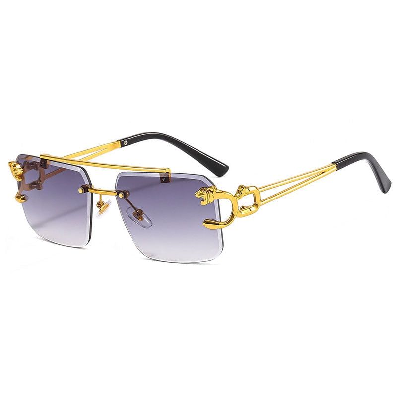 Gradient Frame Double Bridge Rimless Sunglasses