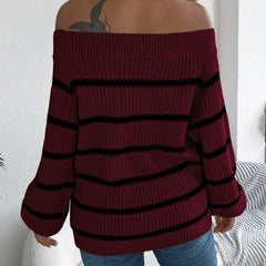 Mabel – Schulterfreier Pullover mit Streifen