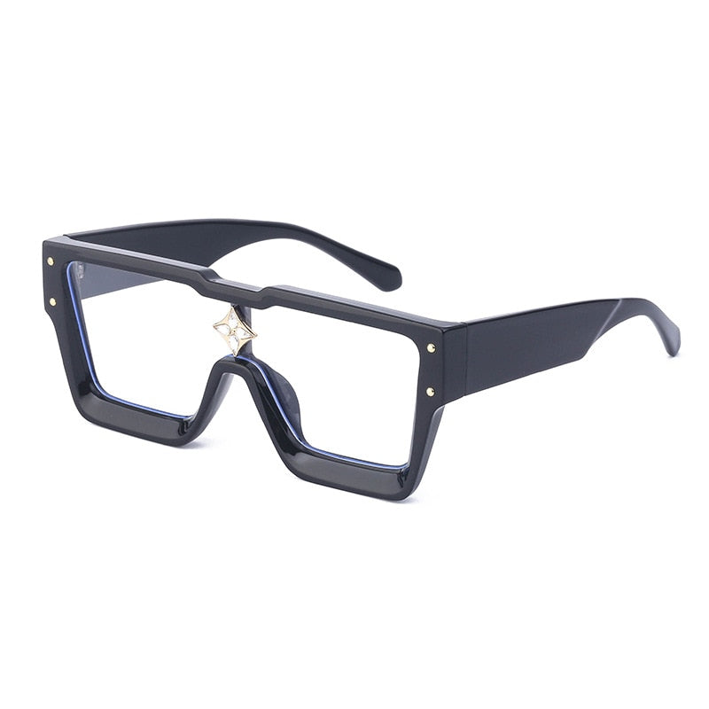 Oversized Crystal Frame Squared Sunglasses