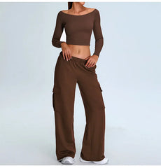 Arla - Off Shoulder Long Sleeve Activewear Top