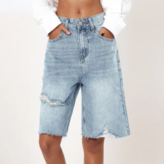 Zaylina – Distressed Denim Bermuda Shorts