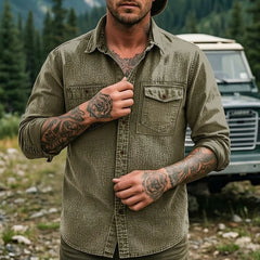 Dravion – Washed Button Down Utility Shirt