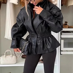 Morwenna - Oversized Faux Leather Jacket