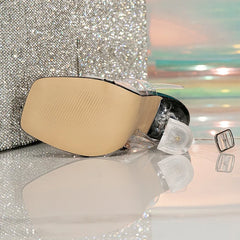 PVC-Schuhe mit Kristallverzierung und Spool Heels