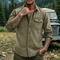 Dravion – Washed Button Down Utility Shirt
