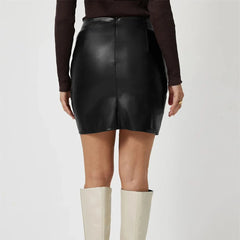 Velmira – Luxe Faux Leather Wrap Mini Skirt