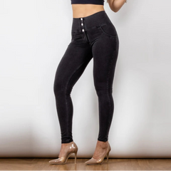Cheeky Button High Waist Butt Lift Jeggings