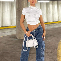 Farah - Rhinestone Crop Top