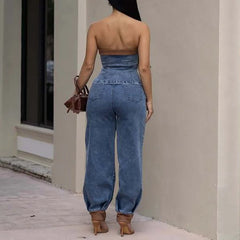 Xavielle – Denim Corset Top & Jogger Set