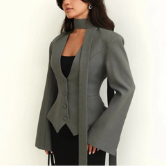 Rynelle - Structured Blazer with Scarf Detail