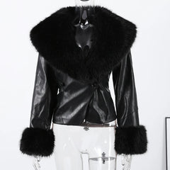 Salice – Luxe Faux Fur Trim Leather Jacket