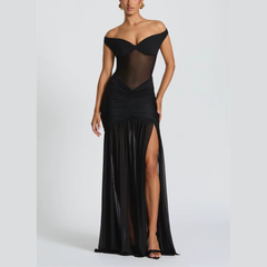 Ariella - Off-Shoulder Mesh Gown