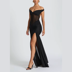 Ariella - Off-Shoulder Mesh Gown