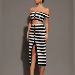 Aspen - Two-Piece Striped Bandage Set