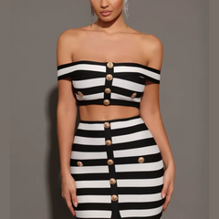 Aspen - Two-Piece Striped Bandage Set