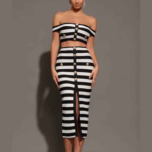 Aspen - Two-Piece Striped Bandage Set