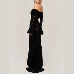 Thalia - Black Lace Off The Shoulder Maxi Dress