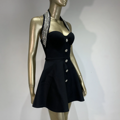 Bailey - Black Halter A-Line Bandage Dress