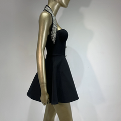 Bailey - Black Halter A-Line Bandage Dress