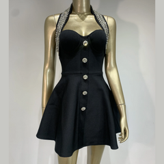 Bailey - Black Halter A-Line Bandage Dress