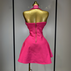 Bailey - Pink Halter A-Line Bandage Dress