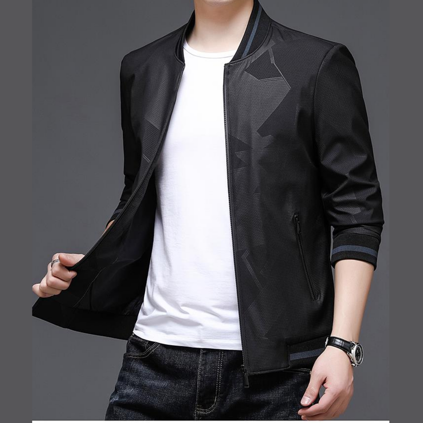 Jackson - Windbreaker Abstract Print Zipper Jacket
