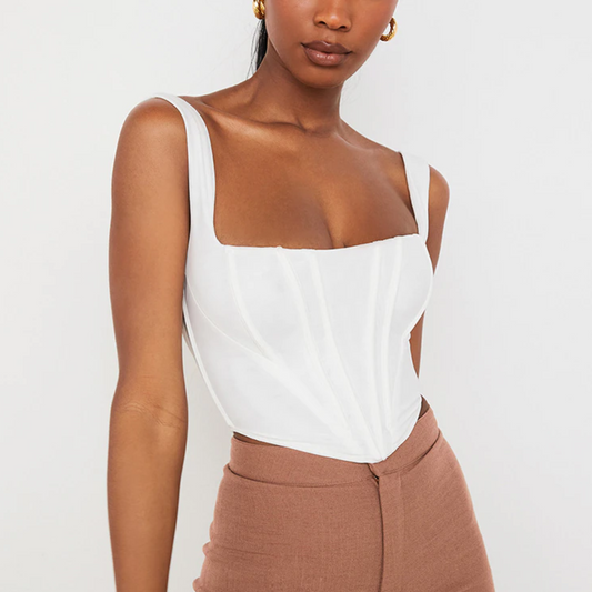 Mazie - White Bustier Corset Top - Model Mannequin