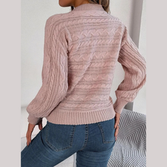 Tina – Rosa Strickpullover mit Cut-outs