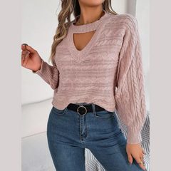 Tina – Rosa Strickpullover mit Cut-outs