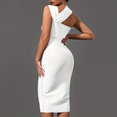 Lala - White Cut Out Midi Bandage Dress