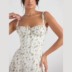 Ria – Weißes Sommer-Midikleid mit Blumenmuster