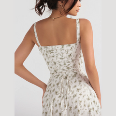 Ria – Weißes Sommer-Midikleid mit Blumenmuster