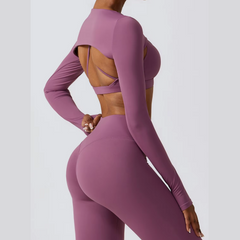 Kyveli - Conjunto de ropa activa de manga larga de 3 piezas