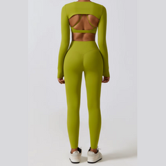 Kyveli - Conjunto de ropa activa de manga larga de 3 piezas