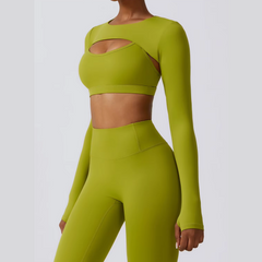 Kyveli - Conjunto de ropa activa de manga larga de 3 piezas