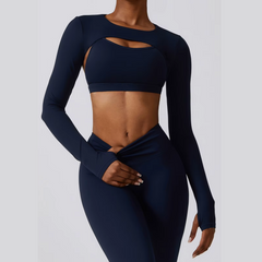 Kyveli - Conjunto de ropa activa de manga larga de 3 piezas