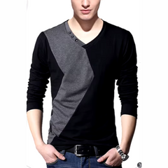 James - Bloque de color de manga larga para hombres V Camiseta