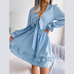 Sadie - Blue Smocked Waist Ruffle Mini Dress