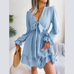 Sadie - Blue Smocked Waist Ruffle Mini Dress