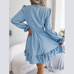 Sadie - Blue Smocked Waist Ruffle Mini Dress