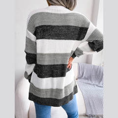 Emily – Schwarz-weiß gestreifte Strickjacke