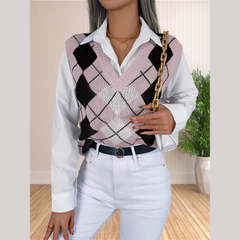 Victory - Rosa Argyle Stickad Tröja