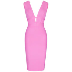 Jennifer - Pink Low Plunge Bandage Dress - Model Mannequin