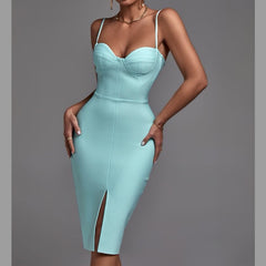 Alicia - Front Split Bandage Dress - Model Mannequin