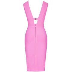 Jennifer - Pink Low Plunge Bandage Dress - Model Mannequin