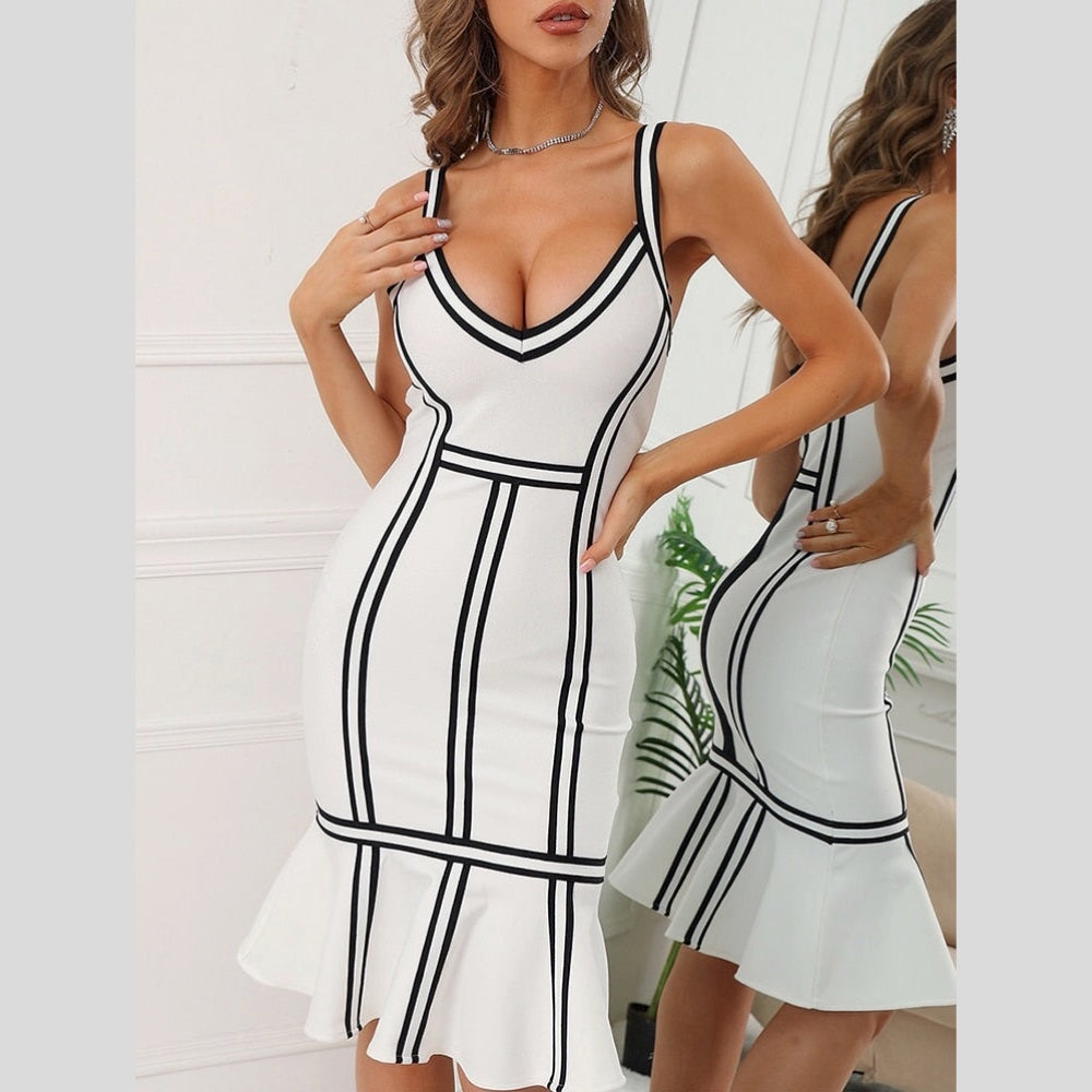 Tara - White Mermaid Bandage Dress - Model Mannequin