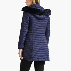 Zayla - Navy Fur Hooded Puffer Parka Coat - Model Mannequin