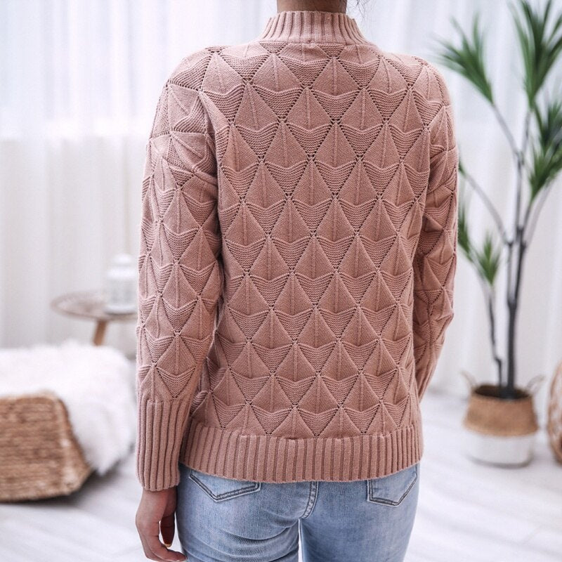 Pink Mock Neck Sweater Top back